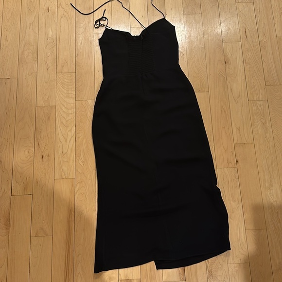 NWOT REFORMATION Kourtney Black Faux Wrap Midi Dress - Picture 12 of 12
